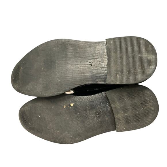 Mens Size 10 Shiny Black Faux Leather Slide On Formal Non Slip Loafer Shoes